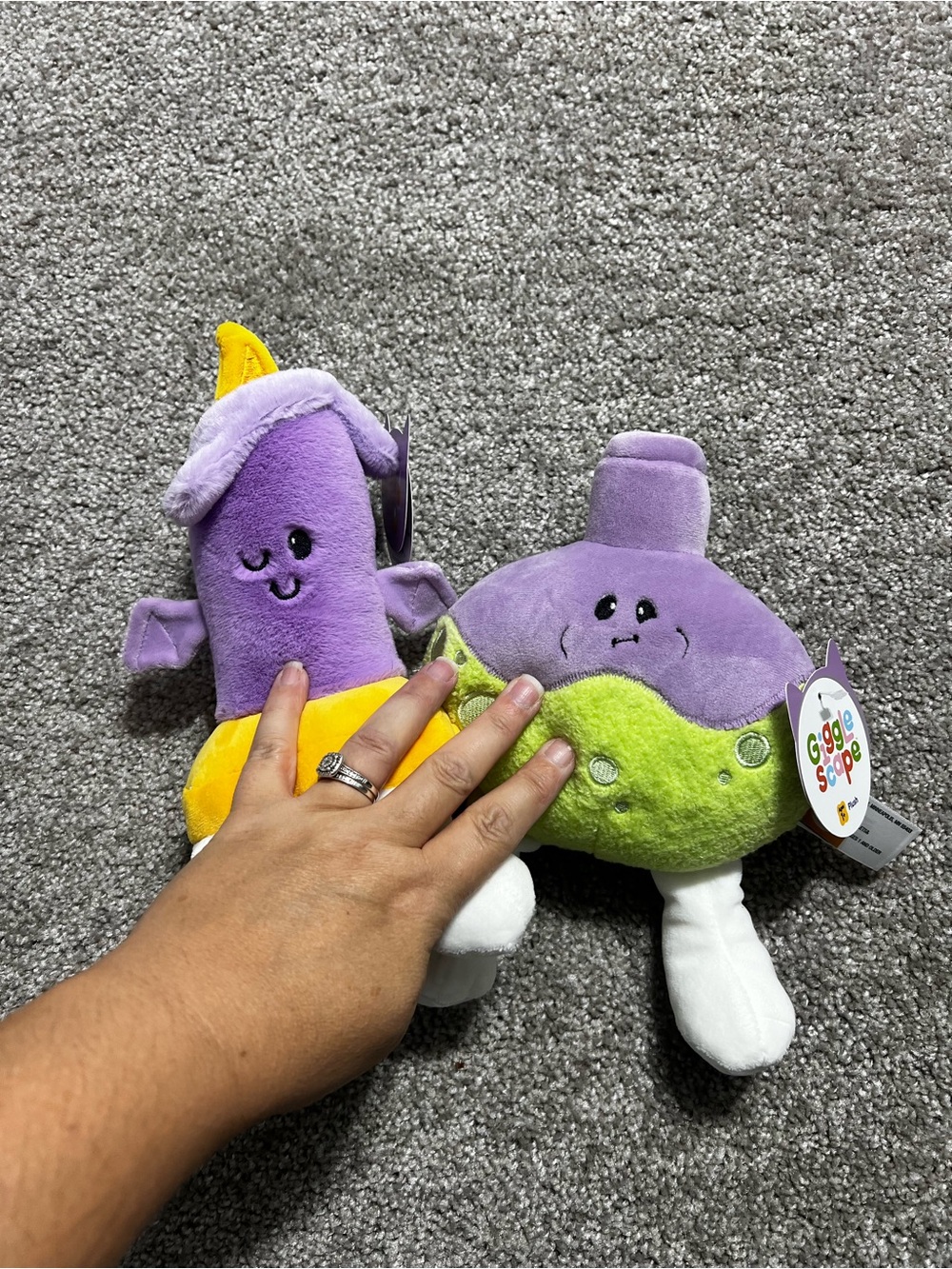 Gigglescape purple candle bat plush and Halloween Potion Bottle Bean Bag Plush